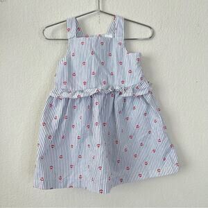 Carter’s Just One You white blue pinstripe red anchor print dress nautical